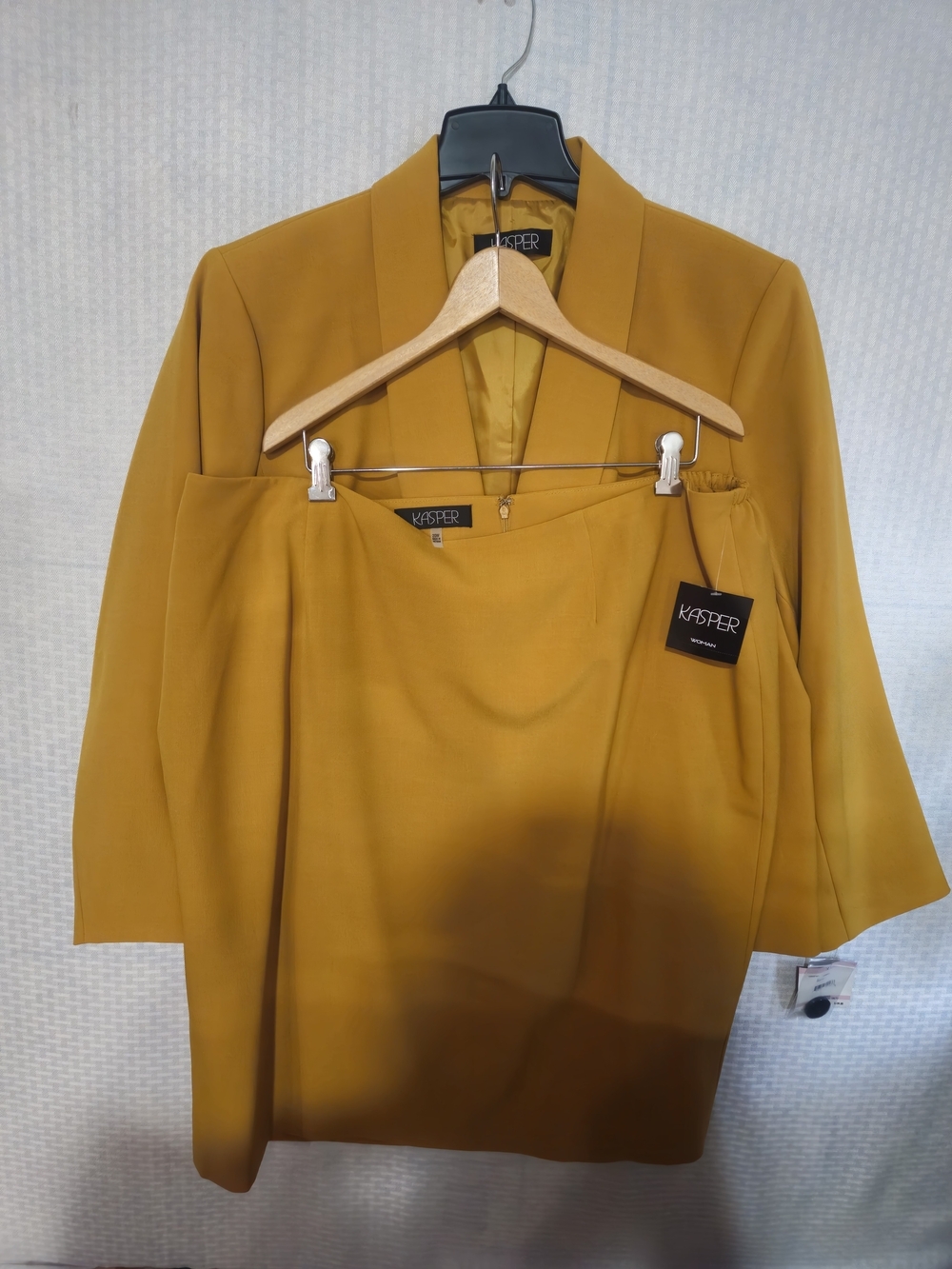 Kasper Mustard Skirt and Blazer Two-Piece Set